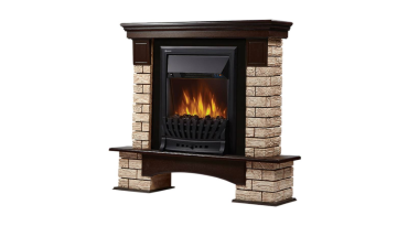 Портал Firelight Forte Wood Classic камень коричневый, шпон темный дуб