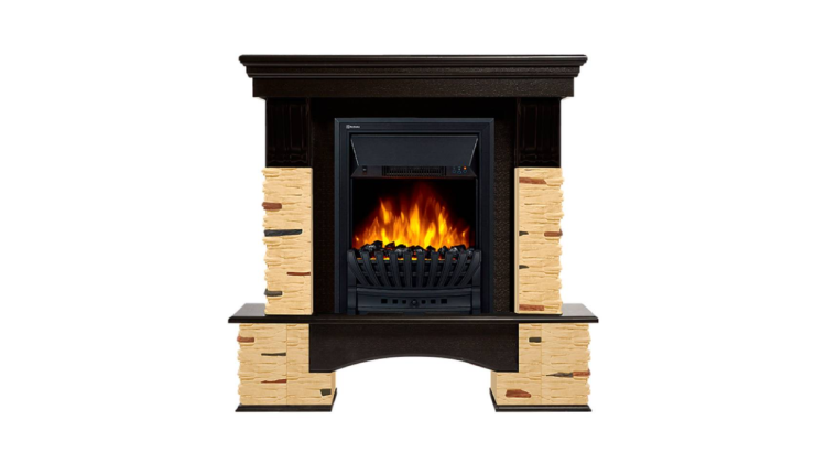 Портал Firelight Pietra Nuovo Classic камень сланец натуральный, шпон темный дуб