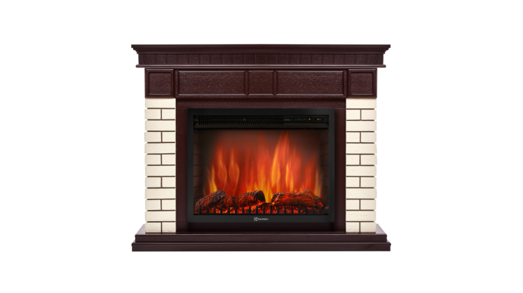 Каминокомплект Firelight: Очаг EFP/P- 2520LS, портал Bricks 25 камень бежевый, шпон темный дуб