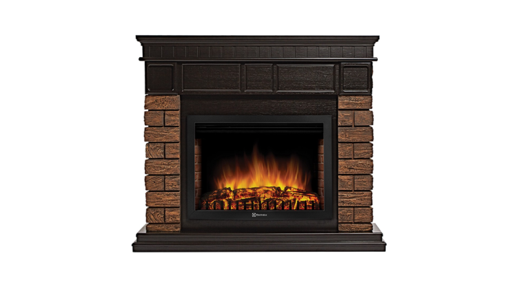 Портал Firelight Bricks Wood 30 камень коричневый, шпон темный дуб